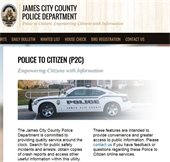 screenshot of new James City County Police to Citizen (P2C) website