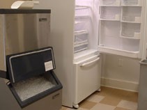 Refrigerator and ice box in the Legacy Hall kitchen